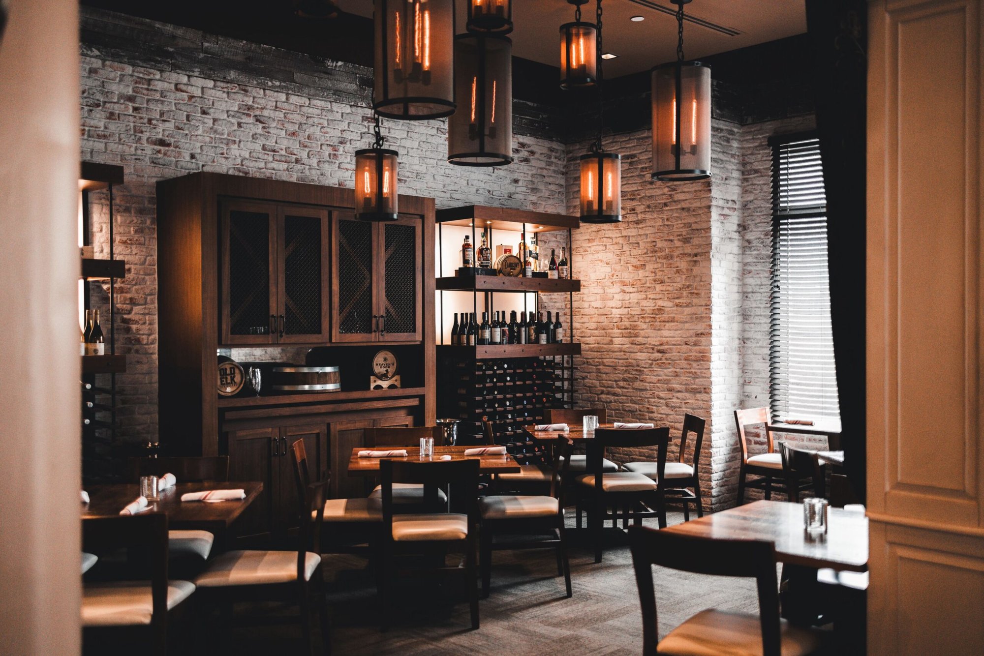 Soco wine room with dark brown colors